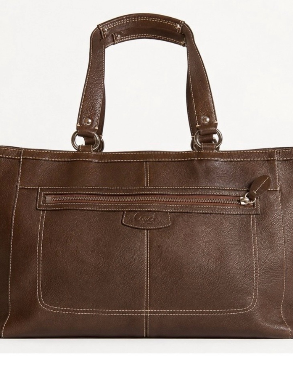 Coach Brown Leather Zip-Front Tote